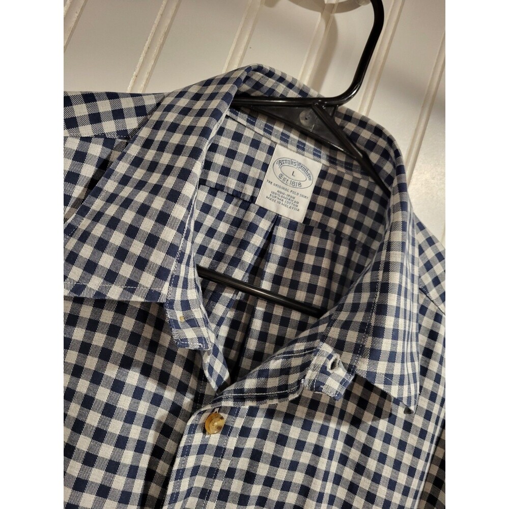 Brooks Brothers Large Navy Gingham Long Sleeve Button Up